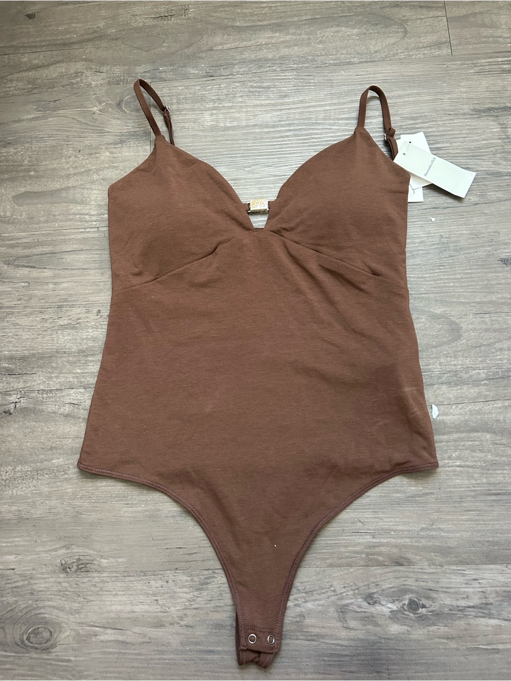 Abercrombie & Fitch Chocolate Brown V-Neck Adjustable Strap Bodysuit